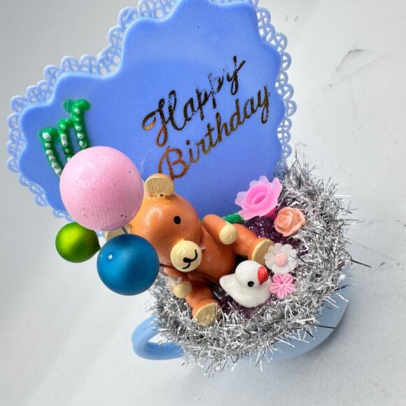 Birthday Assemblage Decor - teddy Bear vintage kitschy cute - Picture 4 of 6
